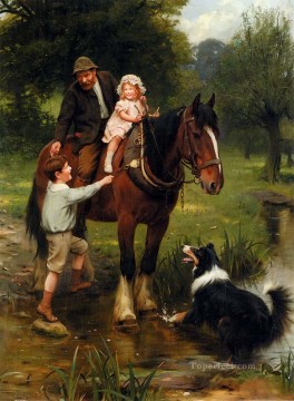  Elsley Painting - A Helping Hand idyllic children Arthur John Elsley pet kids